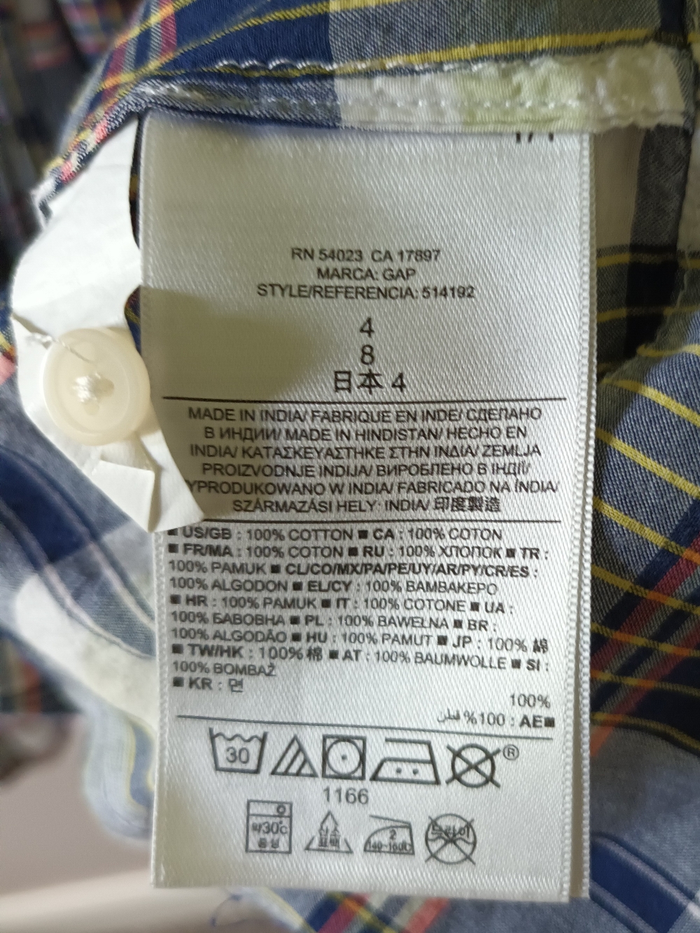 100% Cotton GAP Sleeveless Plaid Drawstring Waist Dress With Pockets - Picture 4 of 4